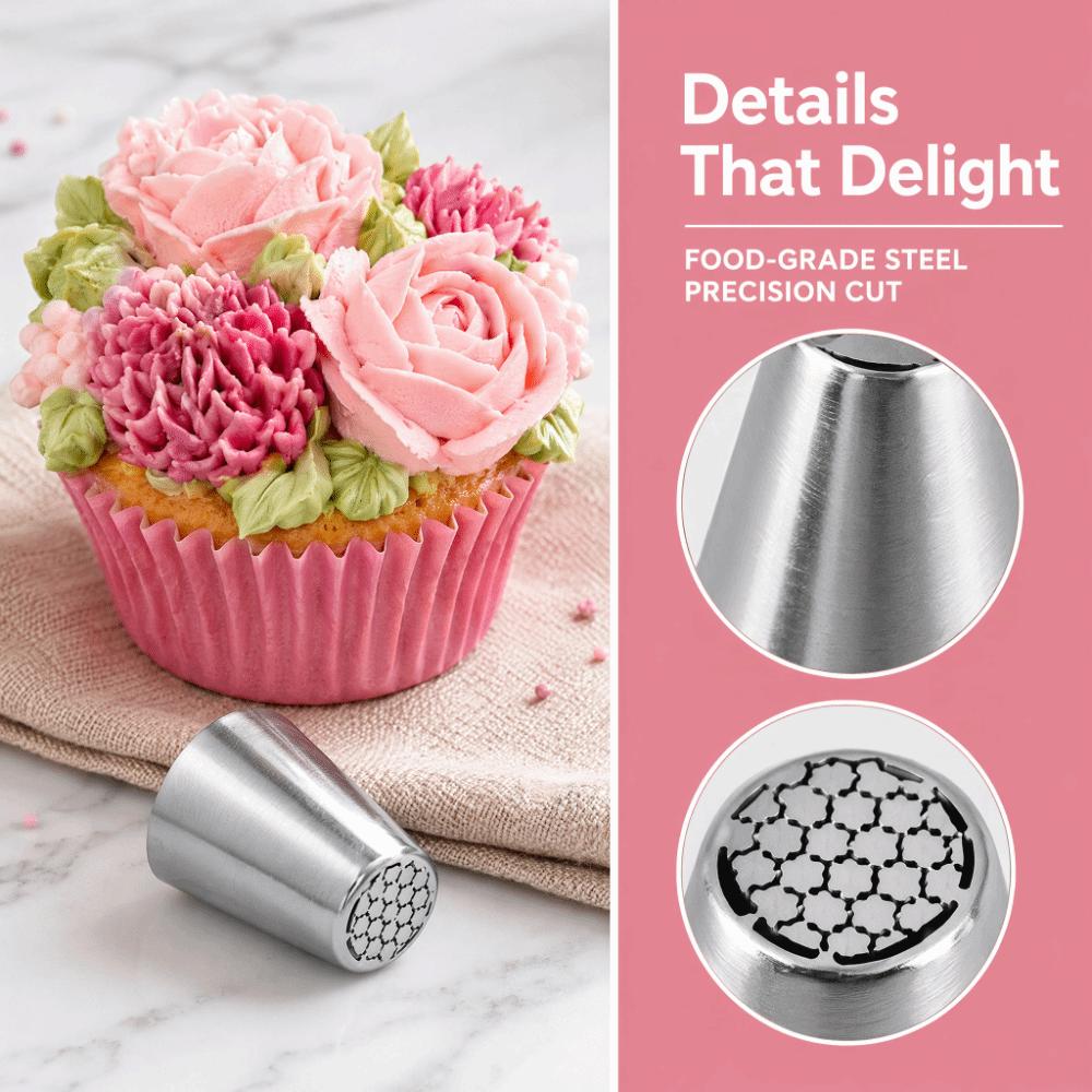 6psc Mounted Tip Piping Nozzle Set Cake Decorating Tips Cookie Icing Dessert Making