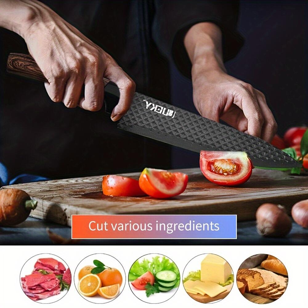 Professional 6 Kitchen Knife Set, High Carbon Stainless Steel Super Sharp, With Anti-stick Ergonomic Wooden Handle,Gift Box Set