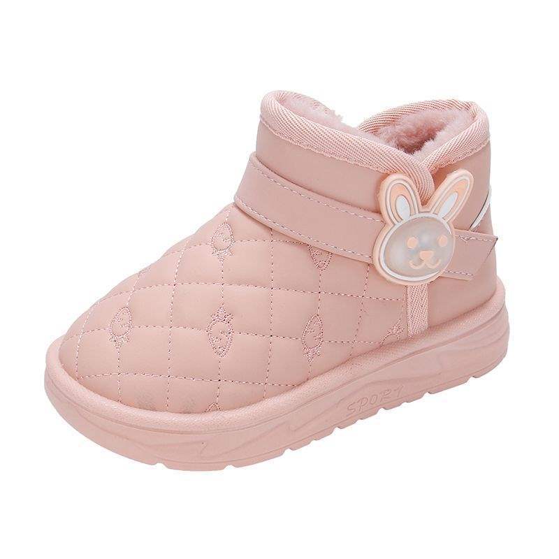 Trendy Autumn and Winter Children's Cotton Shoes Girls Snow Cotton Boots Antifreeze Super Soft Cute Rabbit Decorative Velvet Warm