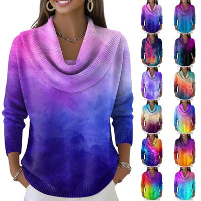 Pulover Top Dama Casual și la Modă cu Gât Rotund și Mânecă Lungă Imprimat