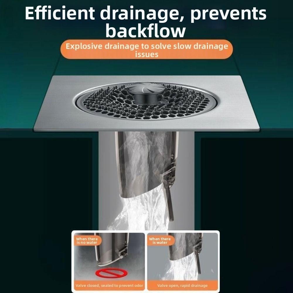 Removable Stainless Steel Floor Drain Fast Drainage Backflow Preventer Valve  Hair Strainer