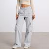 Women's Casual Fashion Solid Color Elastic Waist Drawstring Workwear Wide Leg Pants With Pockets