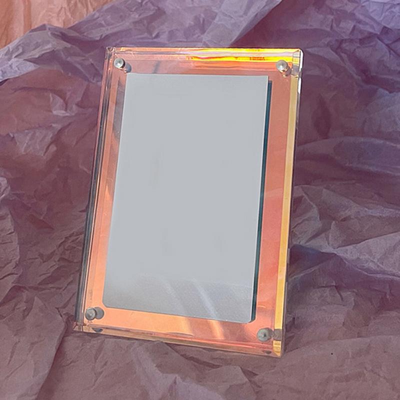 Modern Magnetic Acrylic Photo Frame,Gradient Clear Picture Stand for Desktop Decor & Fridge,Minimalist Polaroid Card Holder,Creative Gift