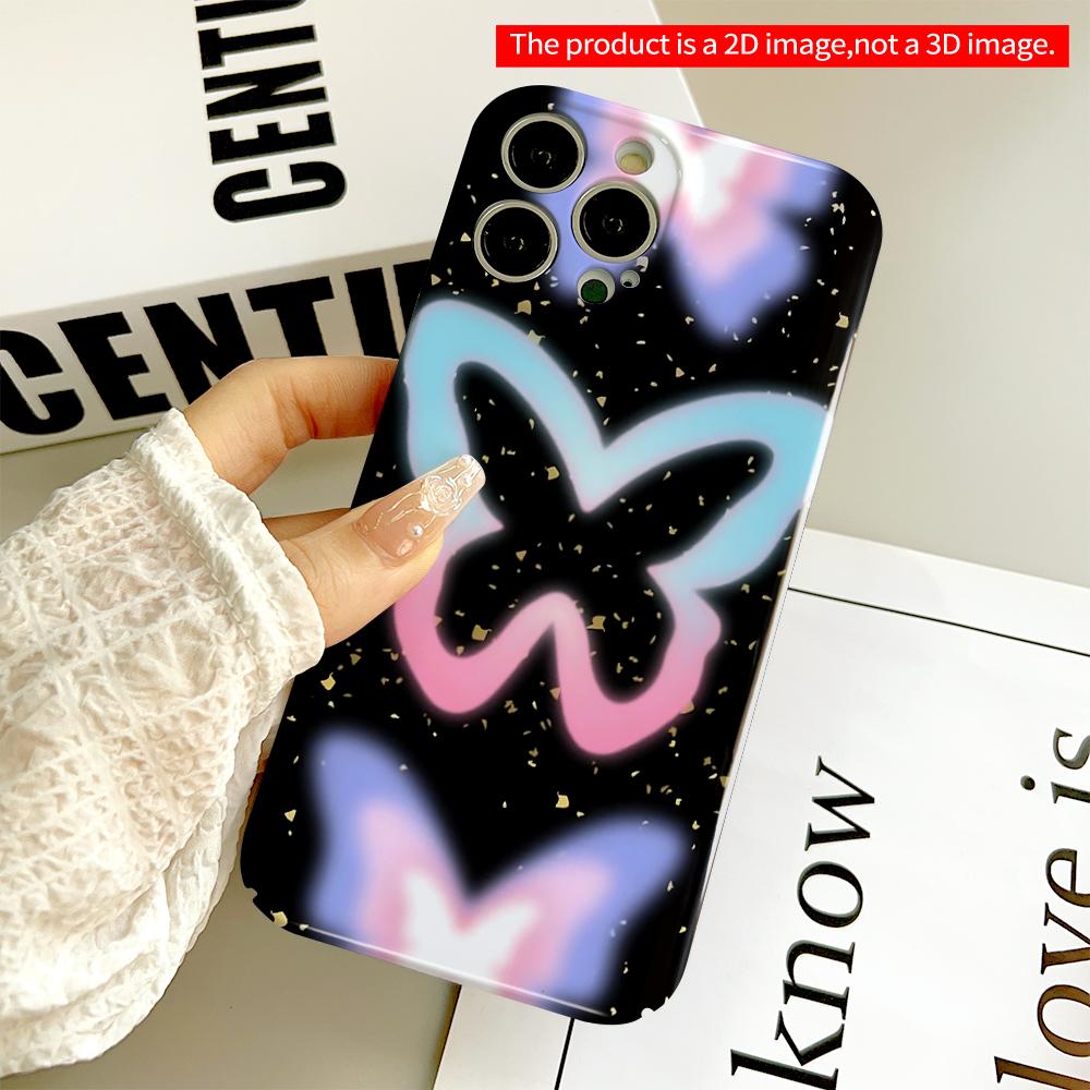 Glowing Butterfly Confetti Phone Case All Inclusive Film Hard Phone Case, Compatible with iPhone 18 Pro Max 17 16 15 14 13 12 11