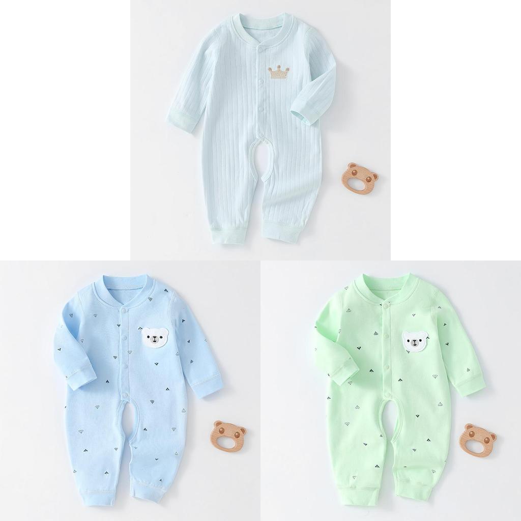 Baby Cotton Long Sleeve Romper With Bone Free Design For Newborns And Infants