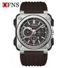 OFNS Herren Mode Quadratische Chronograph Quarz Uhr mit Kalender, Wasserbeständig und Einfache Strichindizes