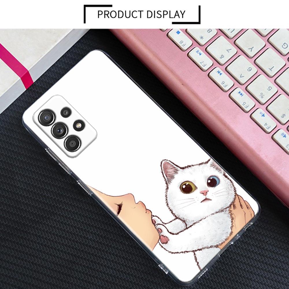 Cute Cat Don't Kiss Me Clear Case For Samsung Galaxy A52 5G A53 A72 A53 A73 A51 A33 A32 A41 A22 A23 Soft Phone Cover