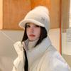 Rabbit Fur Knitted Hat Women'S Winter Velvet Thickened Thermal Ear Protection Hat Big Head Circumference Shows Small Face Cycling Baseball Cap