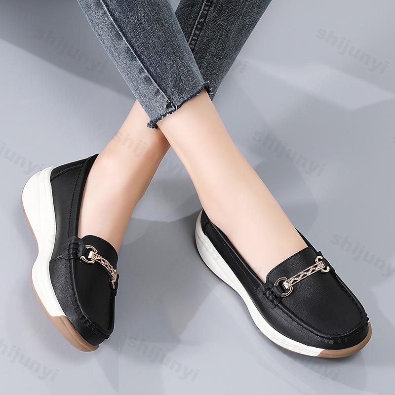 Fashion Women Casual Shoes Women Wedge Sneaker Designer Flat Platform PU Leather Loafers Slip on Non-slip Ladies Moccasins Zapatos Mujer