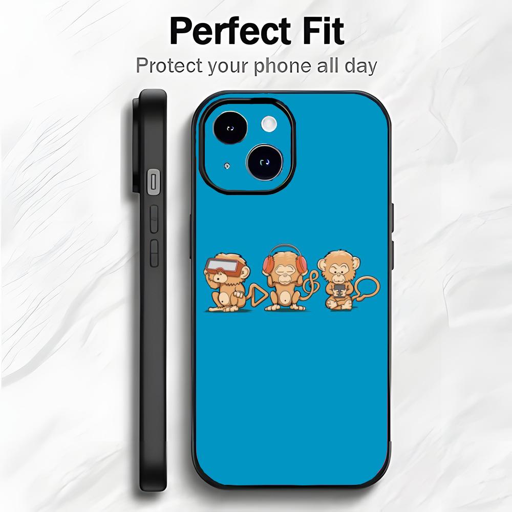 Cute Funny Art Three Monkeys Phone Case Phone Case Soft Packaging Lightweight For iPhone17 16 15 14 13ProMax