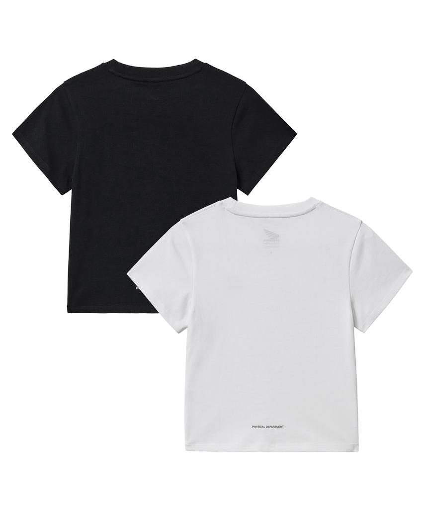 PHYPS MOTORCYCLE [2Pack] Womens Speed Cool Crop Short Sleeve White Black