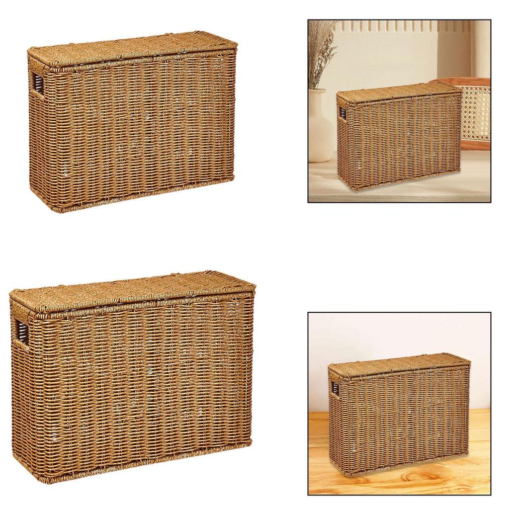 Basket Keeps Contents Dust with Flip Lid And Textured PP Material Serves As Organizer Magazine Rack