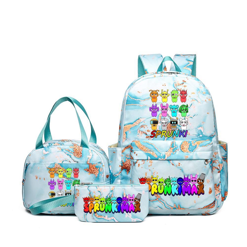 Rhythm Box Music Game Heat Transfer Backpack Sprunki Primary and Secondary School Students Children's Cute Schoolbag Three-piece Set