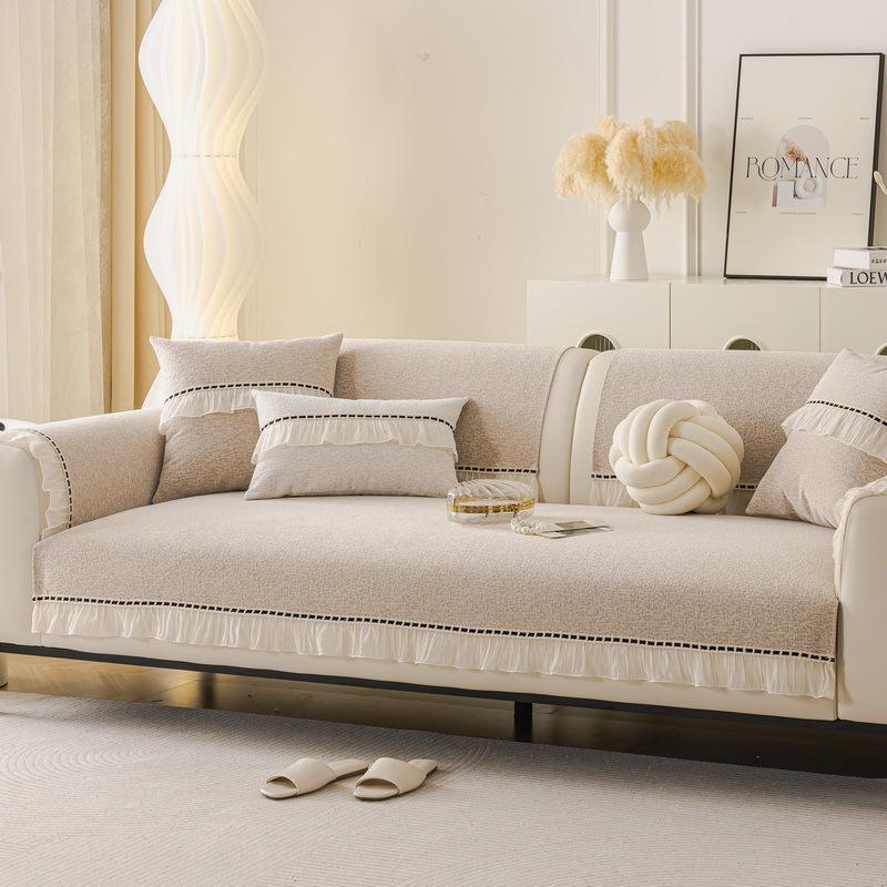 French Sofa Cushion, Universal In All Seasons, Non-Slip Seat Cushion  New Cream Wind High-End Straight Row Sofa Cover