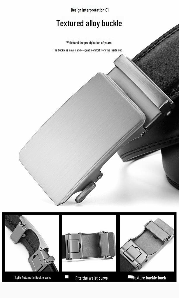 Men's Genuine Leather Automatic Buckle Belt - Business Casual Versatile Design