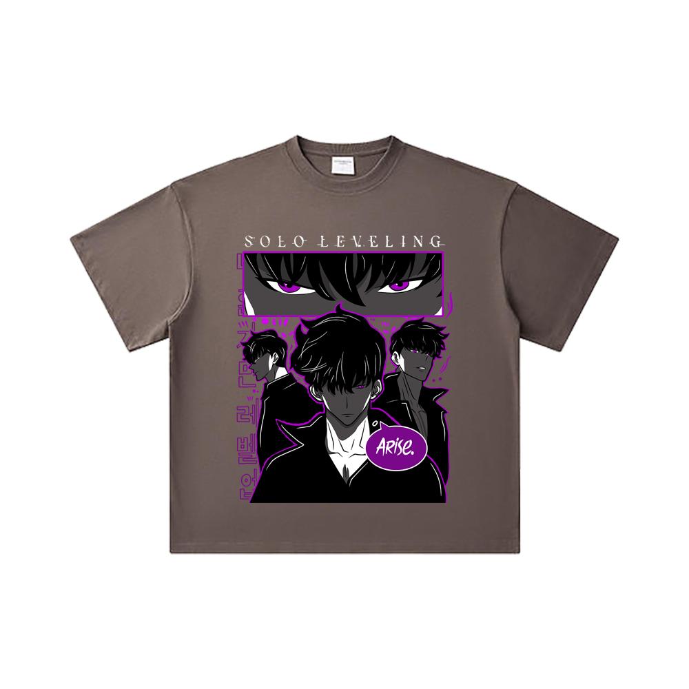 260 GSM Double Yarn 32 Count 100% Cotton Solo Leveling V11 Print Unisex Heavy Cotton T Shirt
