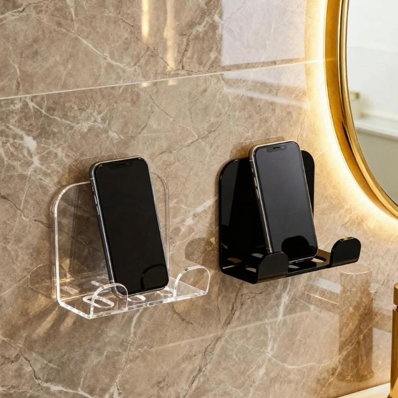 2 Stück Wandmontage Handy-Regal für Smartphones Platzsparendes Design Acryl Handyhalter für Home Office Schlafzimmer