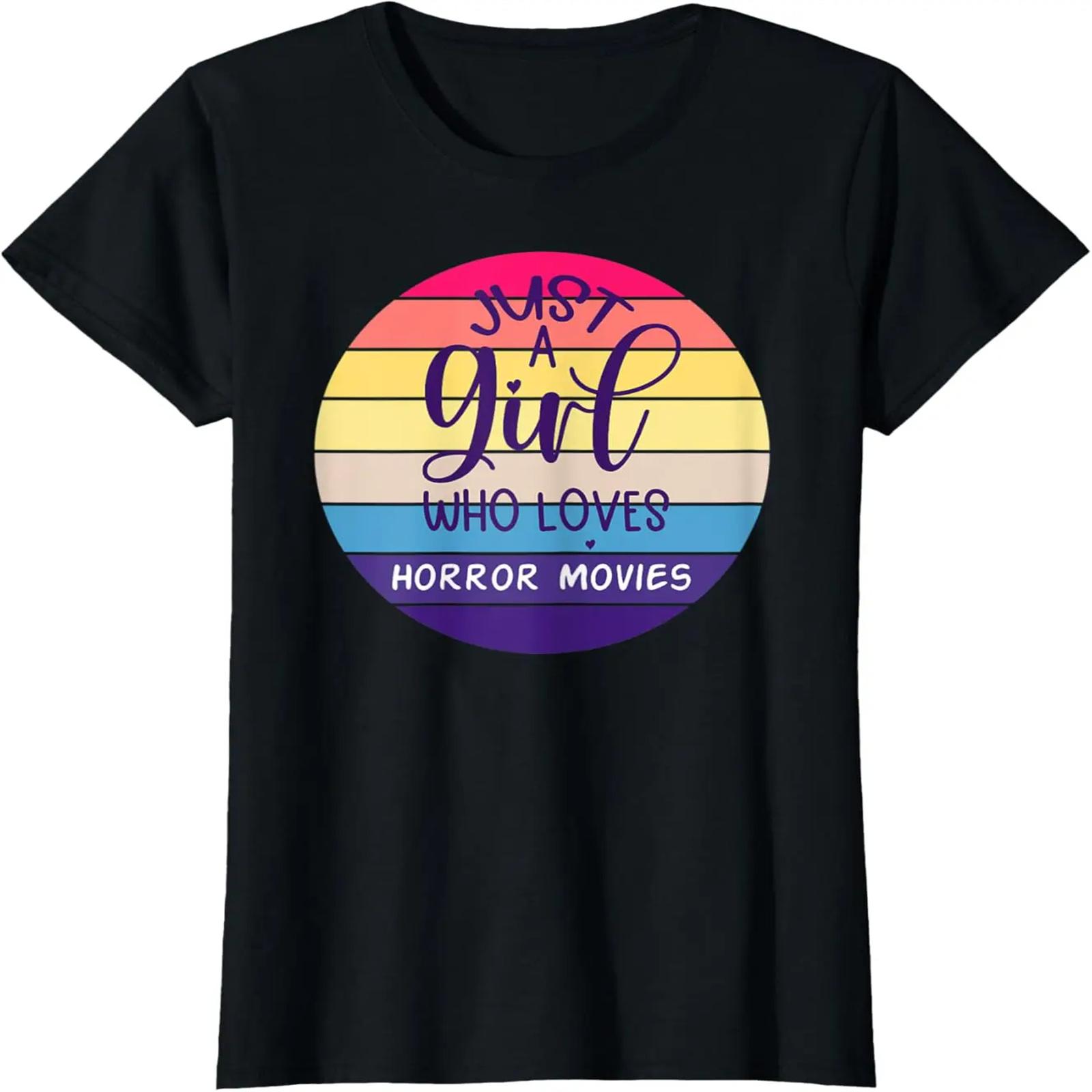 Vintage Just A Girl Loves Horror Movies T-Shirt XXXXXL разноцветный