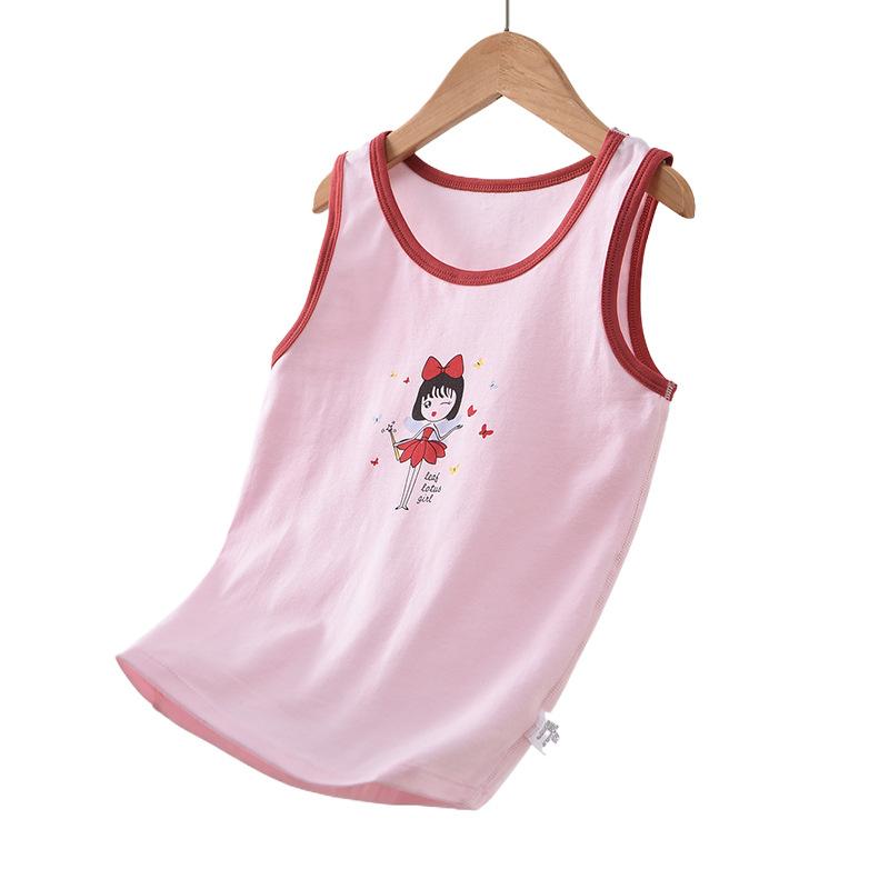 Traceless cotton children's vest summer new boys and girls baby suspender sleeveless boneless backing thin pajamas tide