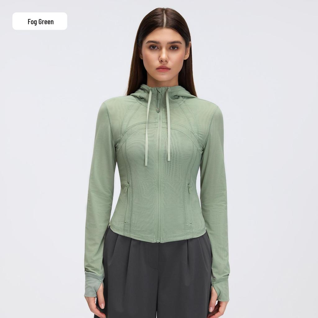 Breathable Mesh Hooded Yoga Jacket - Slim Fit Running & Training Sportswear