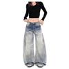 Winter Thickened Fleece Jeans Women's Retro Wide Leg Scimitar Jeans Women's