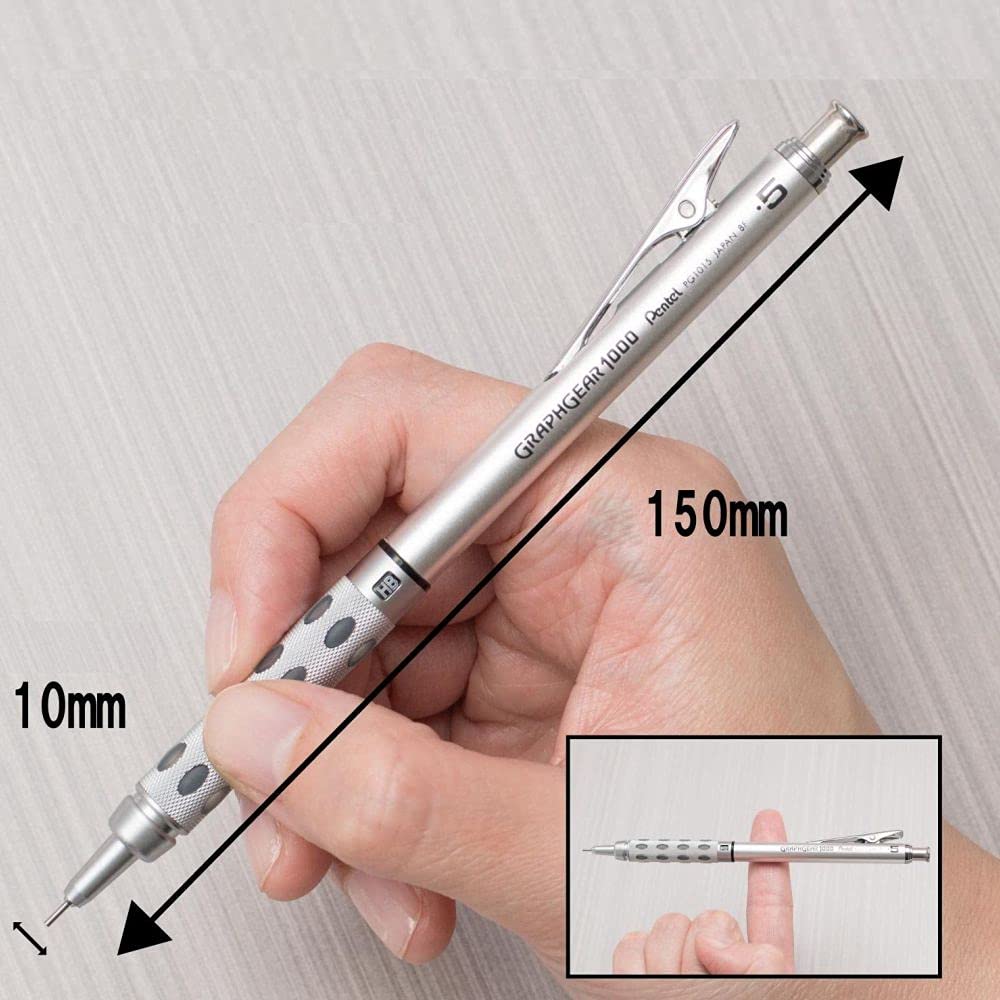 Pentel GraphGear 1000 Mechanical Pencil PG1019 Silver 0.9mm