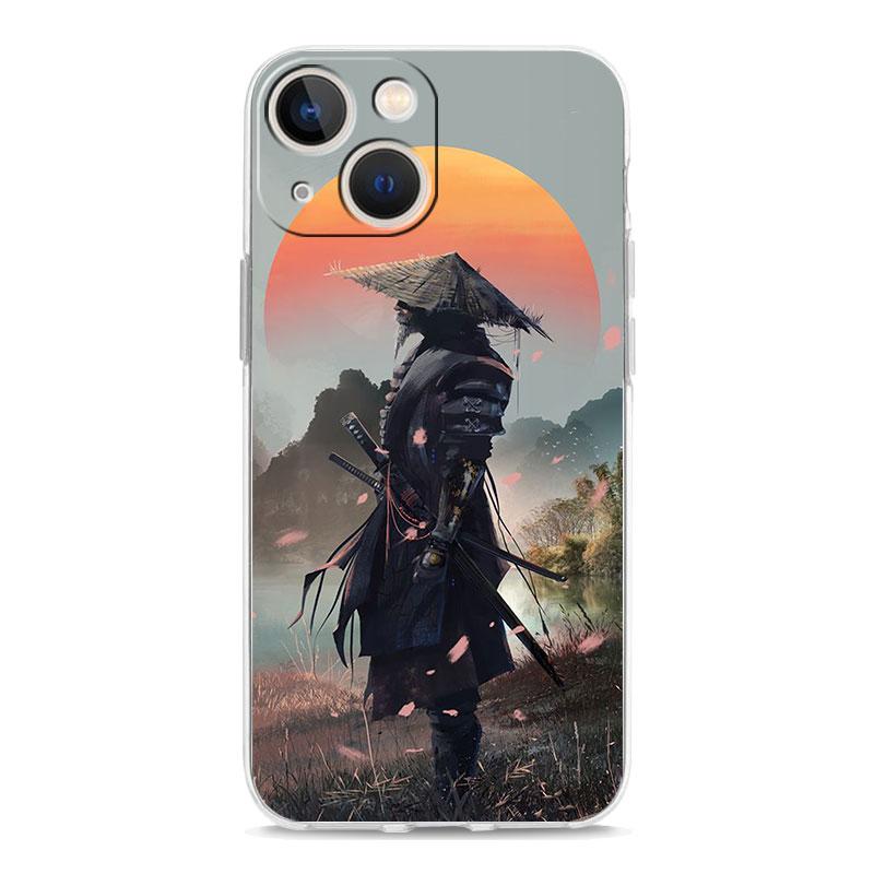 Japanese Bushido Samurai Transparent Phone Case For iPhone 15 16 14 13 12 11 Pro XS X XR SE 7 8 Plus Clear Lens Protect Cover