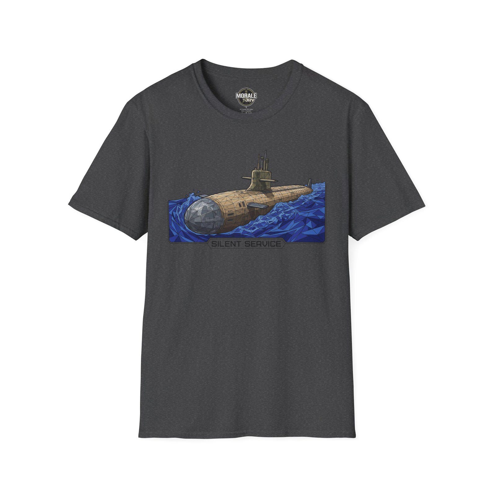Submarine Illustration T-Shirt | Silent Service Nautical Military Tee | Navy Veteran L