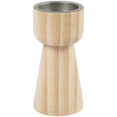 Candle Holder - Conical In Wood - 11 X 5.5 Cm - 10 Pcs - Beige