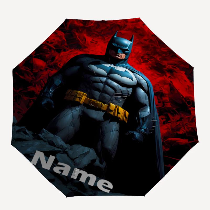 Custom Name Batman Theme Automatic Umbrella, Lightweight & Portable, 8 Rib, Perfect for Outdoor Travel, Birthdays, Christmas, Gifts.