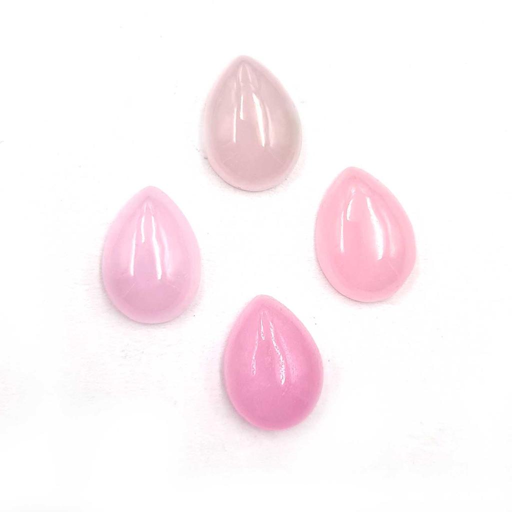Dyed P{ink Jade Pear Cabochon Loose Gemstone Lot 4 Pcs 10 *14 MM 26 CT For Jewelry Making