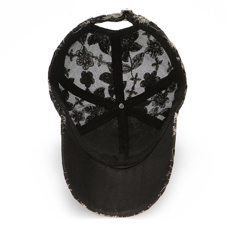 Hat Women's Summer Hat Breathable Baseball Hat Lace Flower Duck Tongue Hat Sunshade and Sunscreen Hat