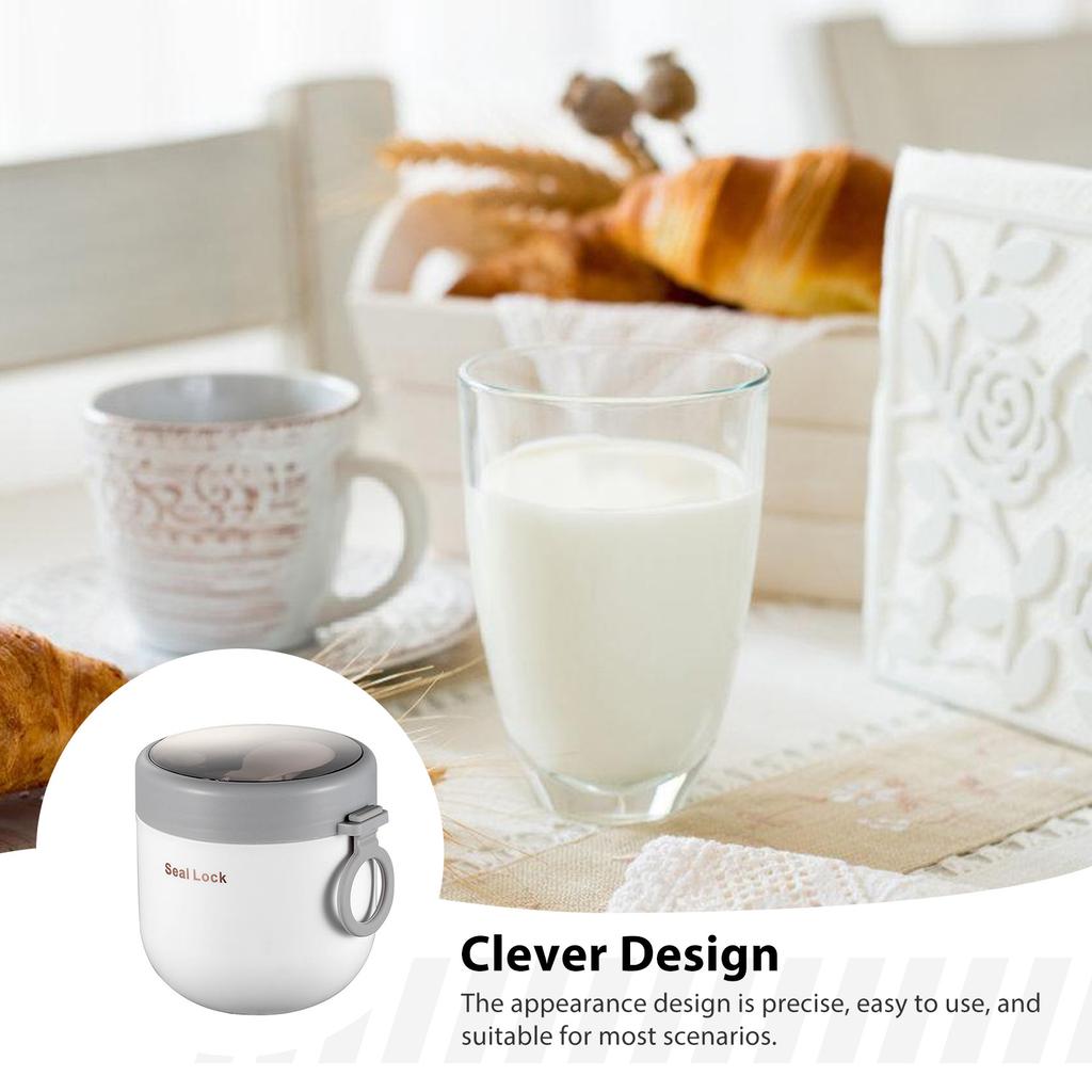 800ML Übernacht-Haferflockenbecher Glas mit Deckel und Löffel Dichtung Lebensmittel Frühstücksbecher Tragbarer Müsli Milch Salat Joghurtbecher Küchenbedarf