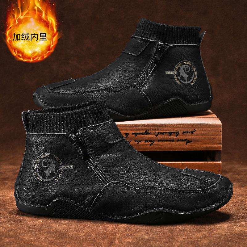 

Popular men s velvet cotton shoes independent station men s shoes high-top autumn and winter Martin boots men s casual shoes 45