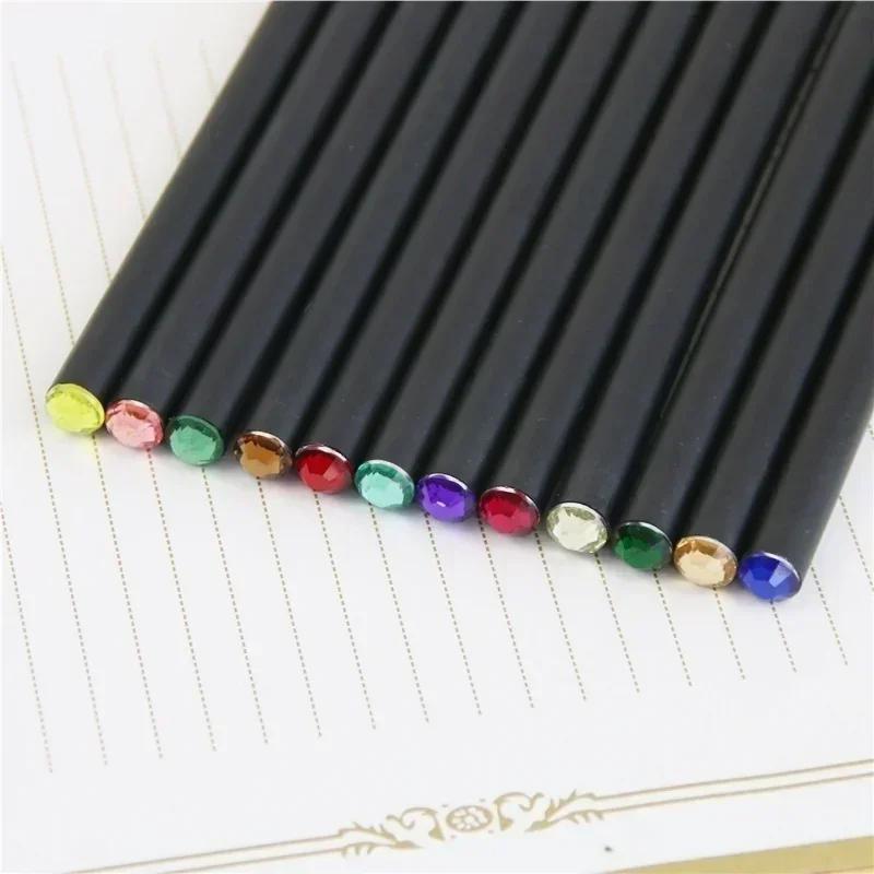 5Pcs Pencil HB Diamond Color Black Stationery Items Drawing Supplies Creative Pencils for Basswood Office School Supplies