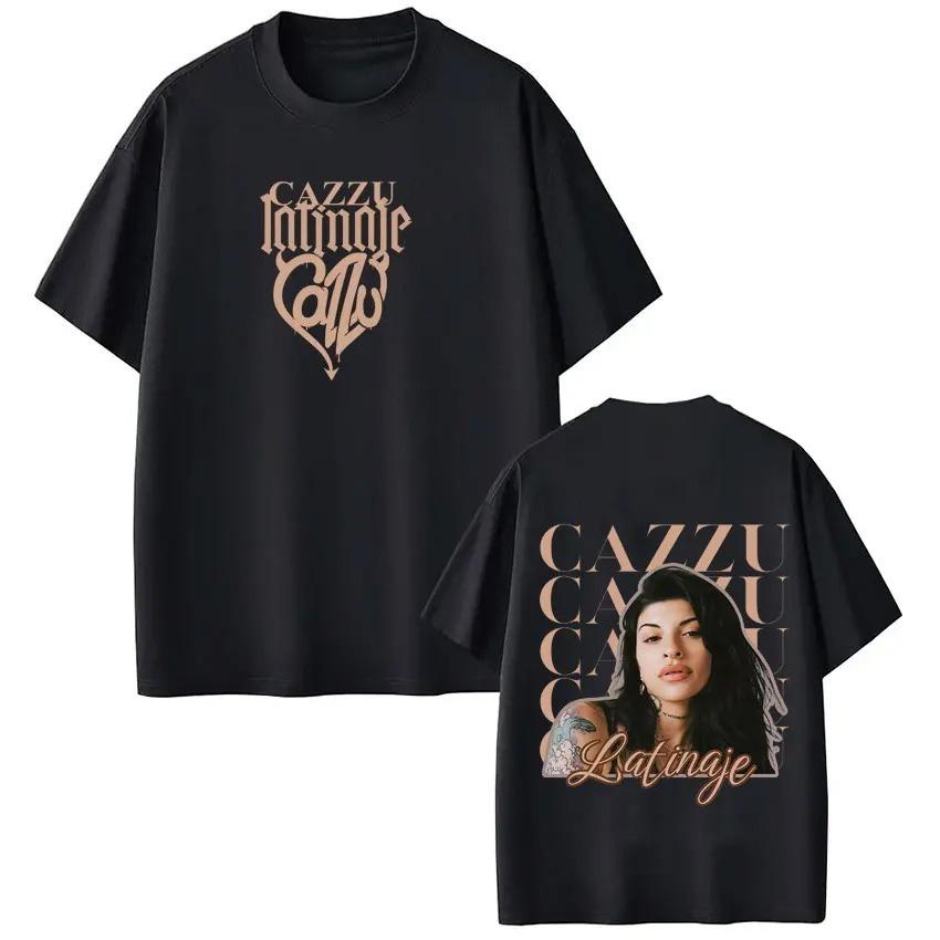 Unisex Women Fashion Vintage Tshirts Singer Cazzu Latinaje 2026 Tour Graphic Tee Shortsleeved Loose Cotton Oversized Tshirt Tops S