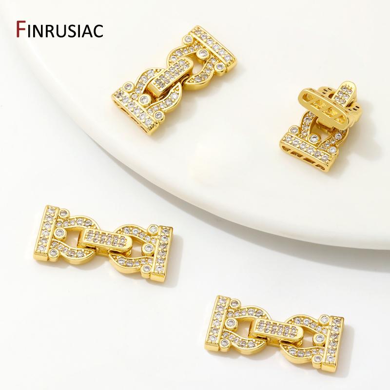18K Gold Plated Brass Fasteners Closure Lock Clasps For DIY Handmade Needlework Beads Pearls Jewelry Making Findings