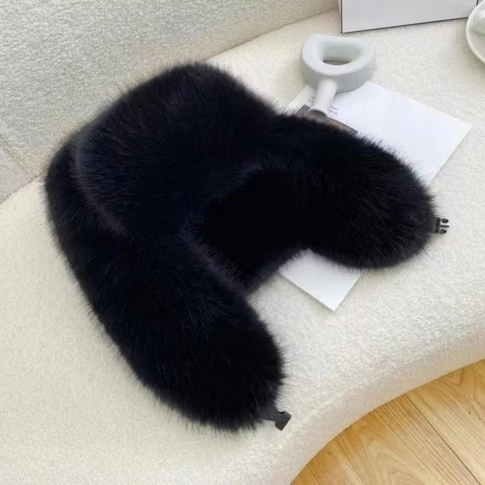 Faux Fur Earflap Cap Thickened Ear Protection Hats Fashion Bomber Hat  Cycling Skiing