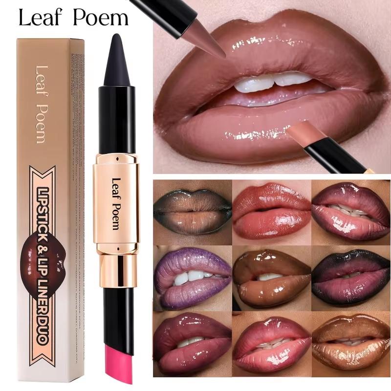 2IN1 Tapered Gradient Lip Liner & Lipstick Pen Long Lasting Waterproof Nude Matte Lip Contour Plumping Lipstick Non Stick Makeup