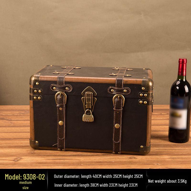 Extra Large Vintage Wooden Storage Trunk with Lockable Latch and Combination Lock.