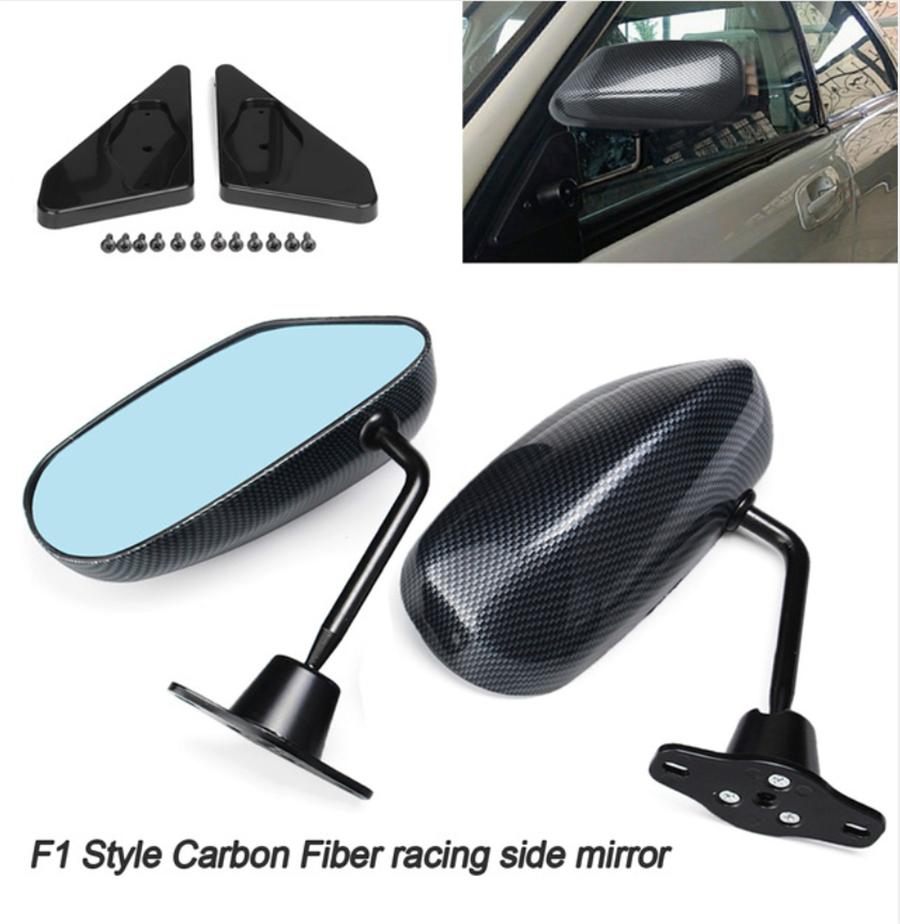 Universal 2 Pcs Carbon Fiber Vintage F1 Style Racing Car Left/Right Side Mirrors