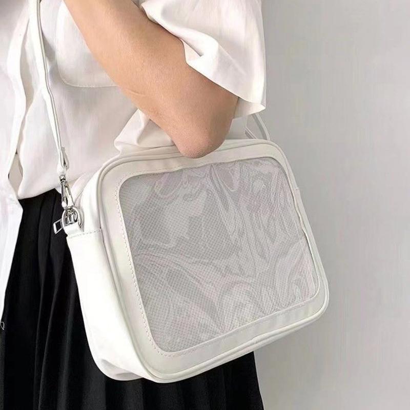 SCIONE Two-Dimension JK Uniform Bag Japanese Anime Transparent Badge Handbag DIY Hand-decorated Crossbody Bag Large-capacity Shoulder Bag