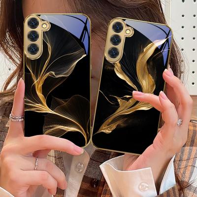 Pływająca złota wstążka Dla Samsunga Galaxy S20 FE S21 S22 S23 Plus S24 Ultra 25Ultra S21+ S9+ S22Plus Złote szklane etui na telefon