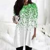 Women's  Casual 3/4 Sleeve Shirts Fashion St Patrick's Print Tunic Tops With Pockets