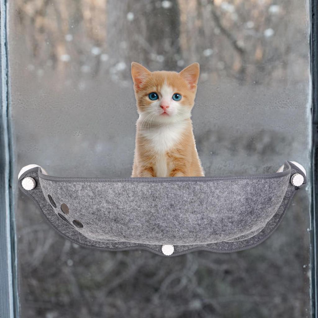Cozy Window Cat Bed Basking Hammock Cat Perch, Suction Cup Pet Hanging Bed Solid Space Saving Sunny Seat Cat Window Perch