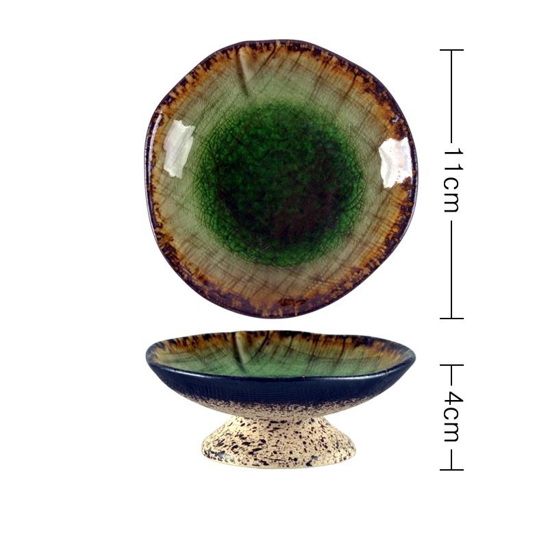 Creative Japanese ceramic plate with high feet saucer saucer snack tea dessert plates snack plate fruit plate bowls ramekin