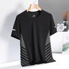 Summer New Men's Ice Silk Short Sleeve T-Shirt Thin Casual Loose Large Size Sports T-Shirt Crew Neck Quick-Drying Top