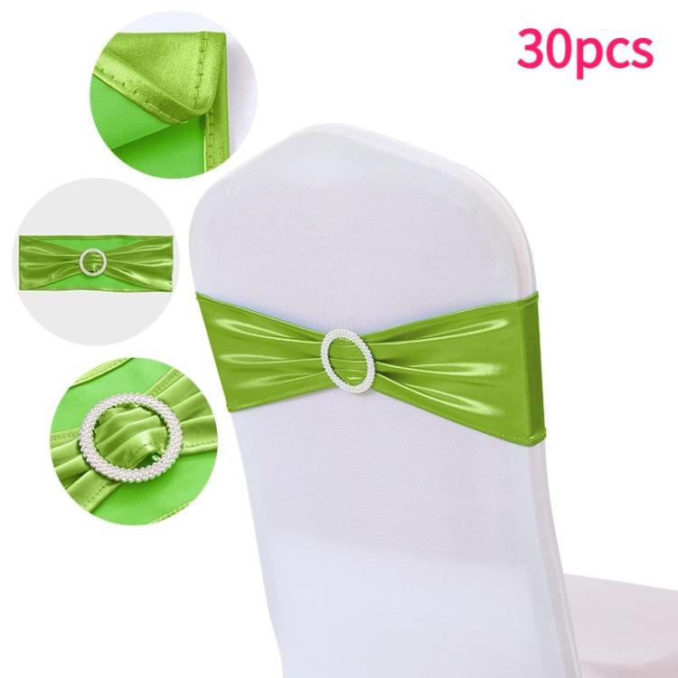 30pcs Elegant Golden Bow Chair Belts Elastic Bow Ribbon Chairs Back Decoration Gold Foil Tie Neatly Sewn Edges Sparkling Buckle