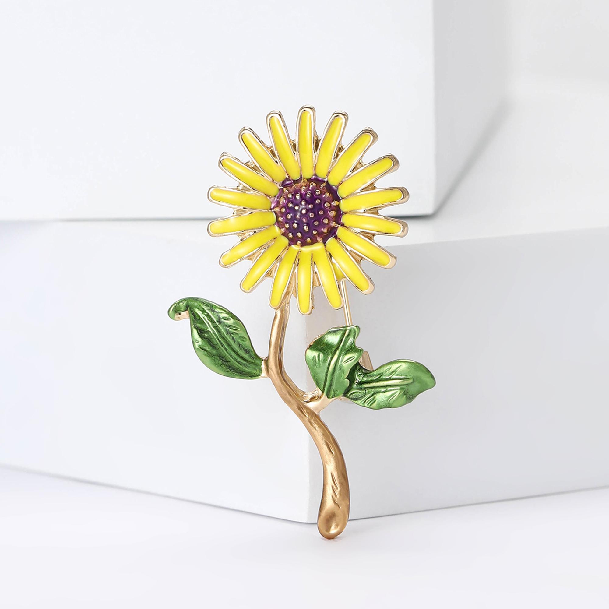 

Fashion Enamel Sunflower Brooch for Women Unisex Plant Floral Pins Keychain Event Party New Gifts Jewelry Decoration Accessories