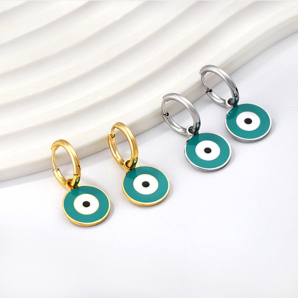 Accessories Eye Earrings Trendy Creative Geometric Mixed Color Eye Ear Buckles Stainless Steel Earrings Earrings Women's